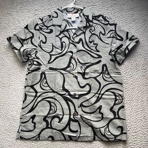 Rix Hawaiian Shirt Adult Size Small Gray Button Up Aloha Short Sleeve